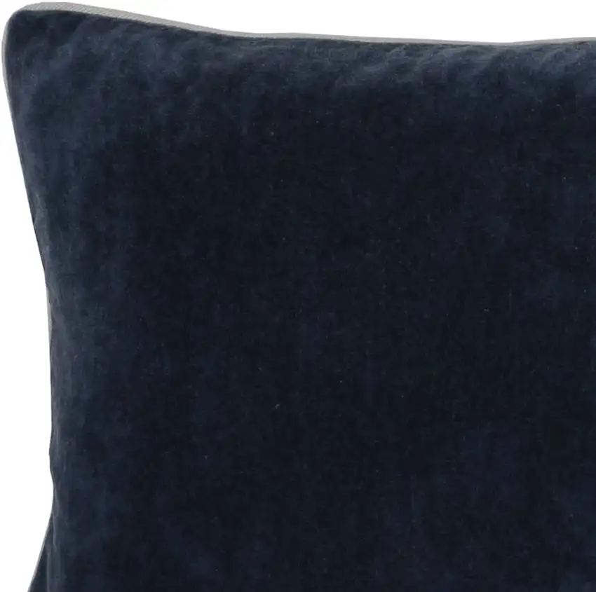 Rectangular Fabric Throw Pillow with Solid Color and Piped Edges, Navy Blue Photo 2