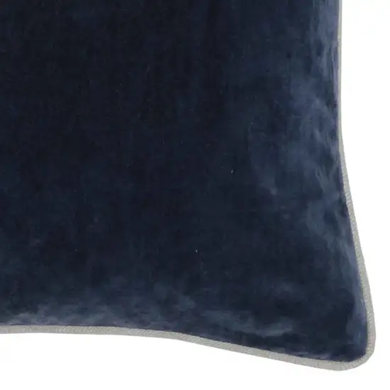 Rectangular Fabric Throw Pillow with Solid Color and Piped Edges, Navy Blue Photo 4
