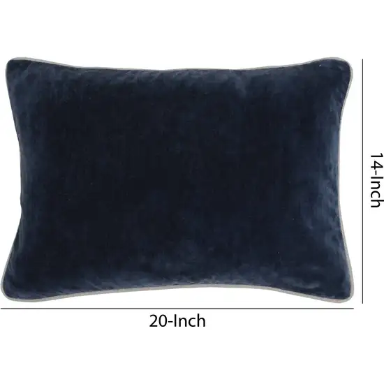 Rectangular Fabric Throw Pillow with Solid Color and Piped Edges, Navy Blue Photo 5