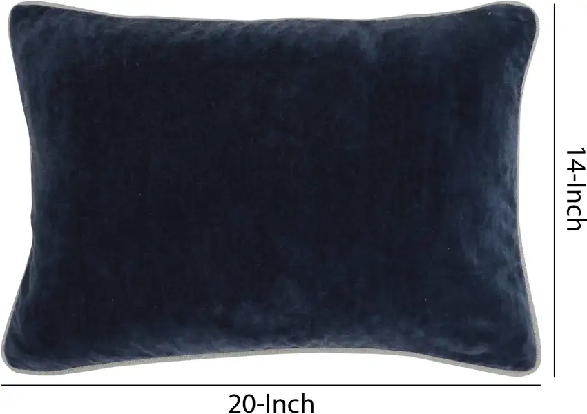 Rectangular Fabric Throw Pillow with Solid Color and Piped Edges, Navy Blue Photo 5