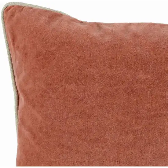 Rectangular Fabric Throw Pillow with Solid Color and Piped Edges, Terra Cotta Photo 2