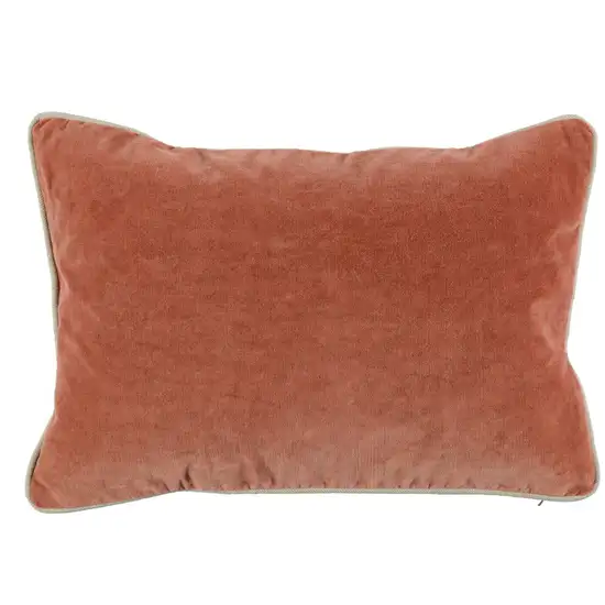 Rectangular Fabric Throw Pillow with Solid Color and Piped Edges, Terra Cotta Photo 1