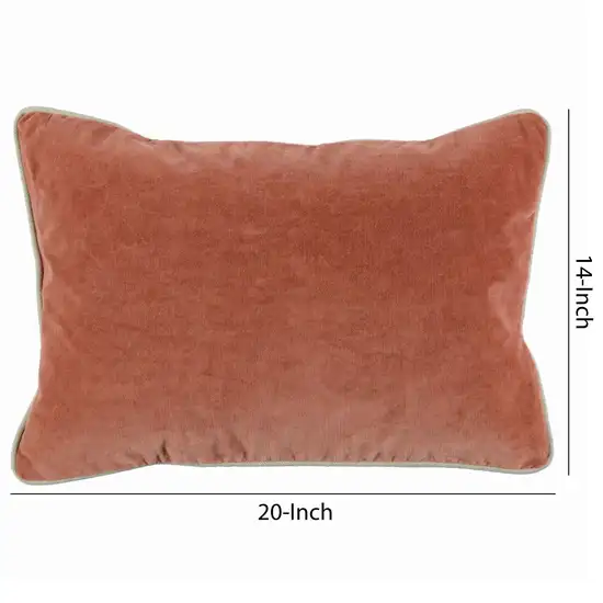 Rectangular Fabric Throw Pillow with Solid Color and Piped Edges, Terra Cotta Photo 5