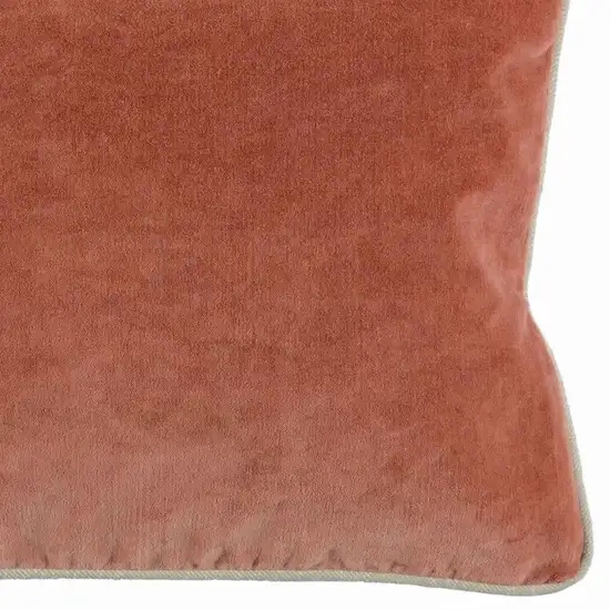 Rectangular Fabric Throw Pillow with Solid Color and Piped Edges, Terra Cotta Photo 4
