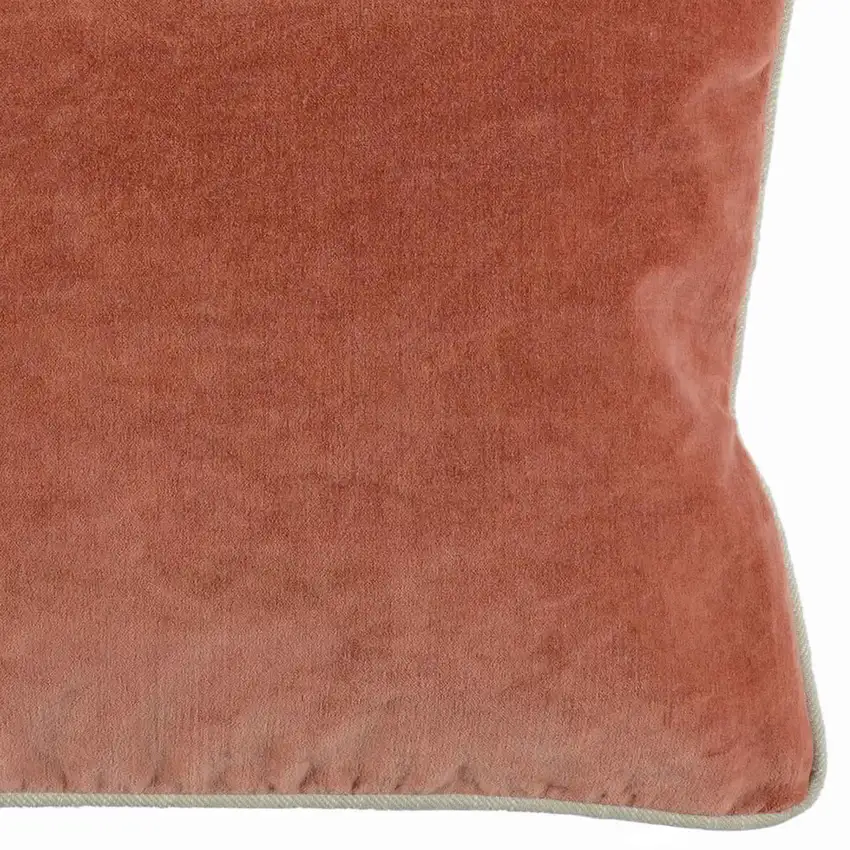 Rectangular Fabric Throw Pillow with Solid Color and Piped Edges, Terra Cotta Photo 4