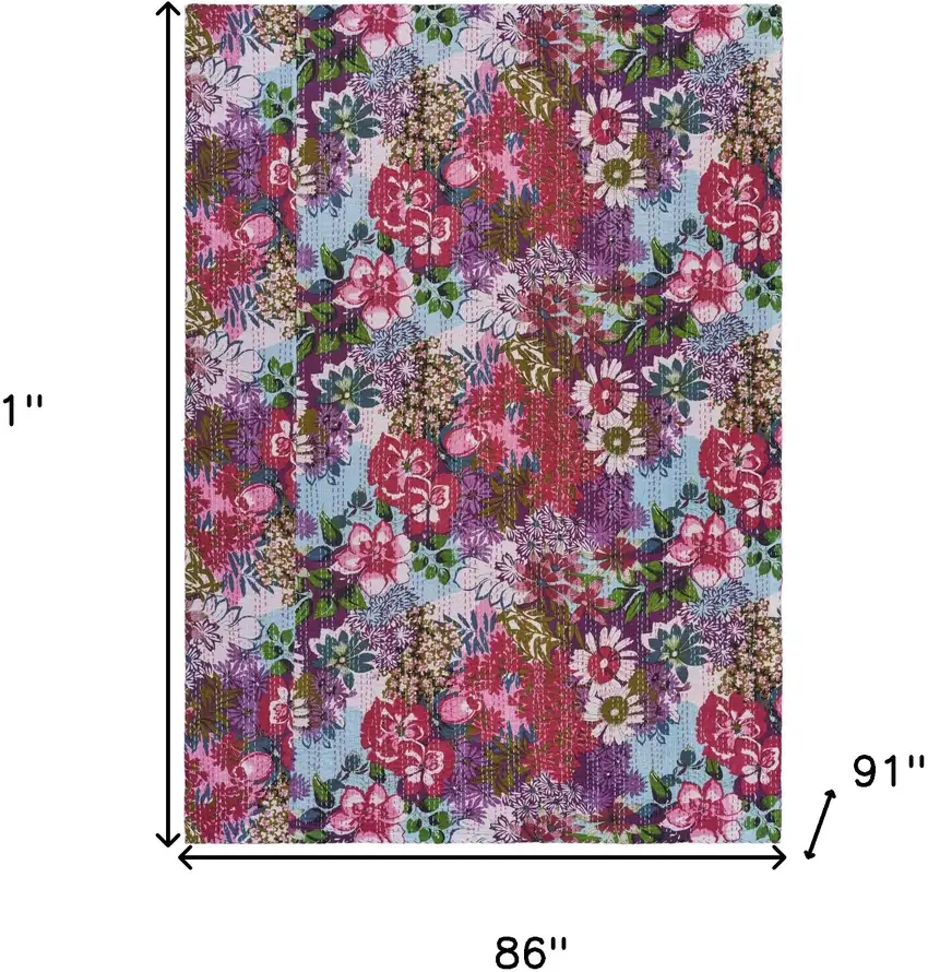 Red Knitted Cotton Floral Throw Photo 6