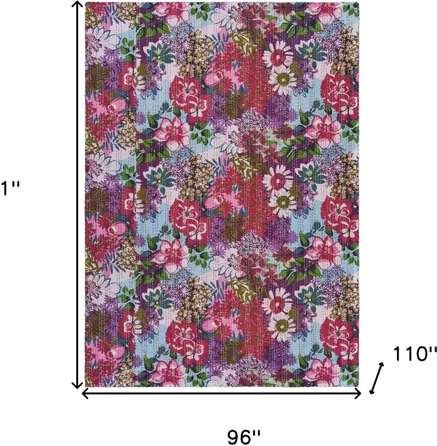 Red Knitted Cotton Floral Throw Photo 6