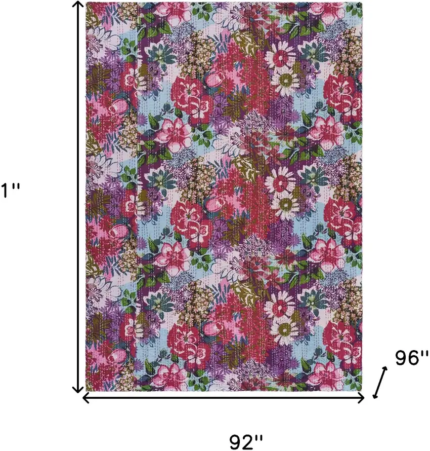 Red Knitted Cotton Floral Throw Photo 6