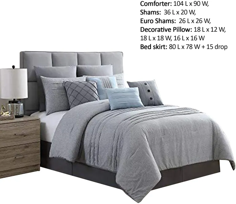 Rhodes Town Textured Print King Size Comforter Set with Pleats The Urban Port Photo 2