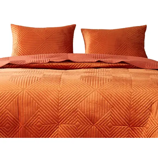 Rio 36 Inch King Pillow Sham, Quilted Diamond Design, Orange Dutch Velvet Photo 3
