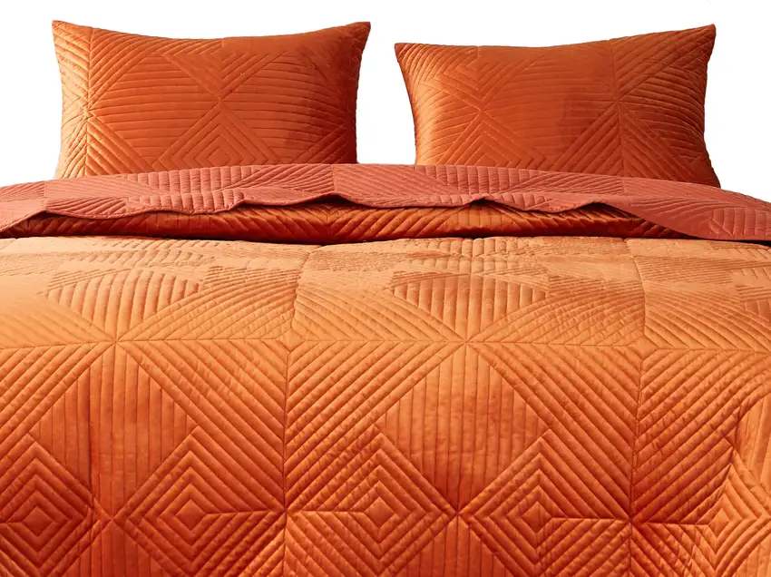 Rio 36 Inch King Pillow Sham, Quilted Diamond Design, Orange Dutch Velvet Photo 3