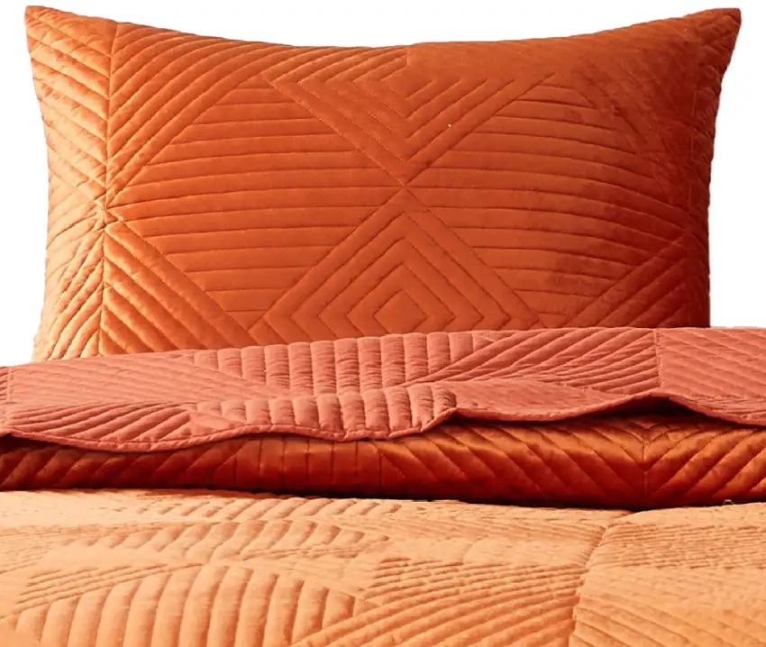 Rio 36 Inch King Pillow Sham, Quilted Diamond Design, Orange Dutch Velvet Photo 4