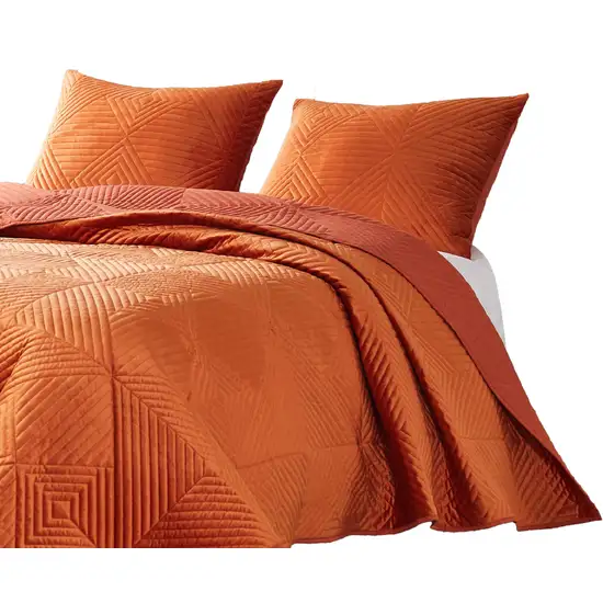 Rio 36 Inch King Pillow Sham, Quilted Diamond Design, Orange Dutch Velvet Photo 2