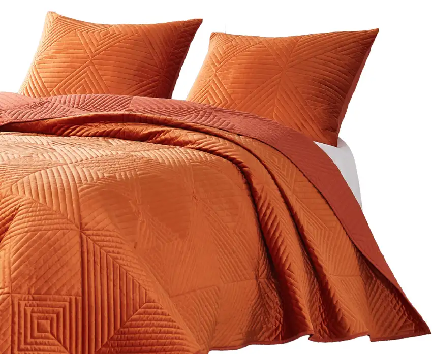 Rio 36 Inch King Pillow Sham, Quilted Diamond Design, Orange Dutch Velvet Photo 2