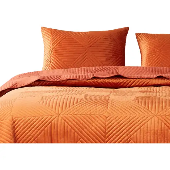 Rio 36 Inch King Pillow Sham, Quilted Diamond Design, Orange Dutch Velvet Photo 1