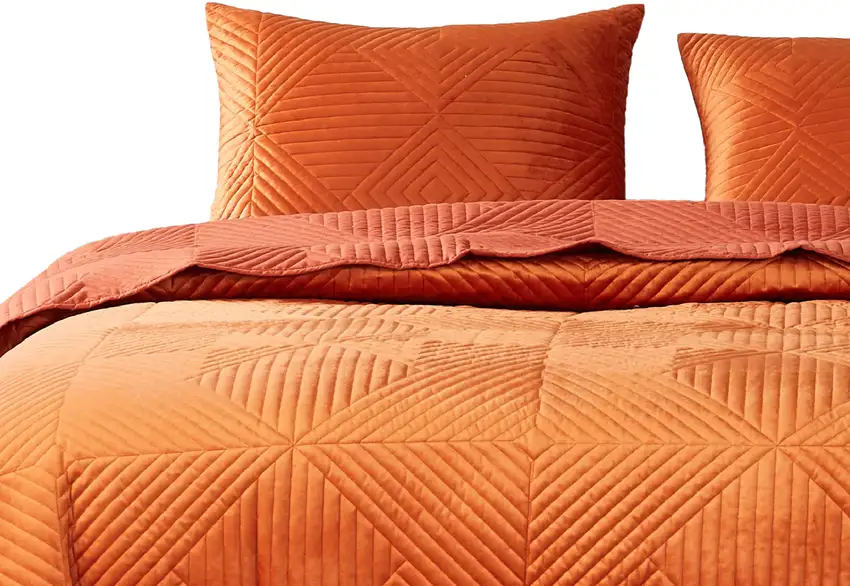 Rio 36 Inch King Pillow Sham, Quilted Diamond Design, Orange Dutch Velvet Photo 1