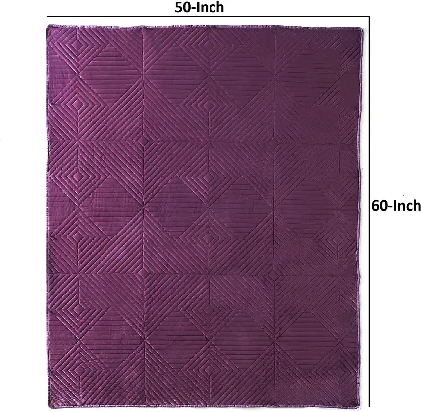 Rio 60 Inch Quilted Throw Blanket, Diamond Stitching, Purple Dutch Velvet Photo 5