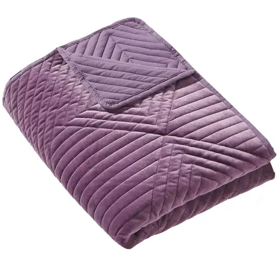 Rio 60 Inch Quilted Throw Blanket, Diamond Stitching, Purple Dutch Velvet Photo 2