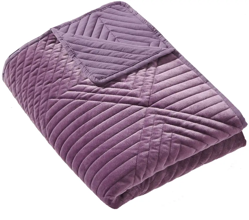 Rio 60 Inch Quilted Throw Blanket, Diamond Stitching, Purple Dutch Velvet Photo 2