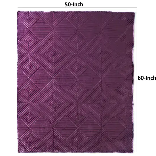 Rio 60 Inch Quilted Throw Blanket, Diamond Stitching, Purple Dutch Velvet Photo 5