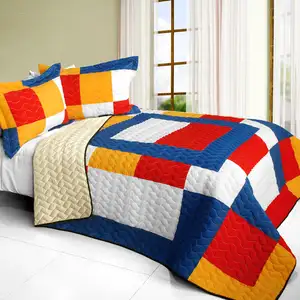 Photo of Rock Paper Scissors - 3PC Vermicelli - Quilted Patchwork Quilt Set (Full/Queen Size)