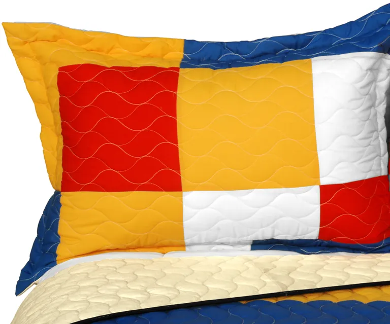 Rock Paper Scissors - 3PC Vermicelli - Quilted Patchwork Quilt Set (Full/Queen Size) Photo 2
