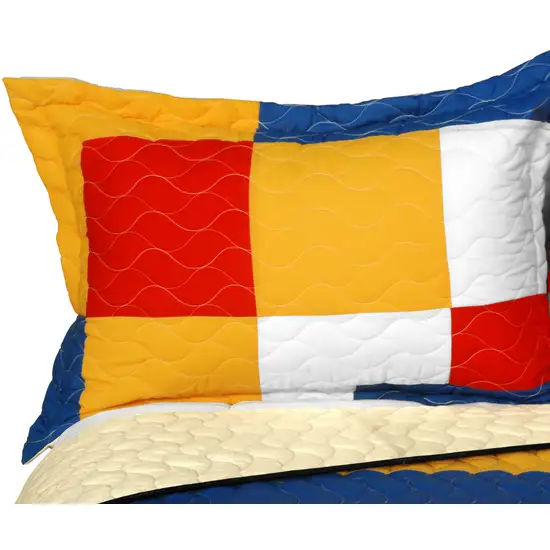 Rock Paper Scissors -  3PC Vermicelli - Quilted Patchwork Quilt Set (Full/Queen Size) Photo 3