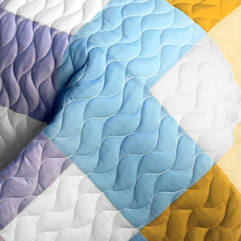 Romantic Macaron - 3PC Vermicelli - Quilted Patchwork Quilt Set (Full/Queen Size) Photo 4