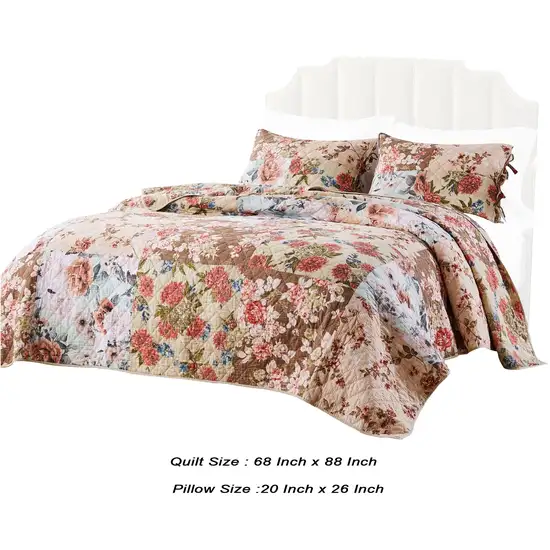 Rome 2 Piece Microfiber Reversible Floral Print Twin Quilt Set Photo 5