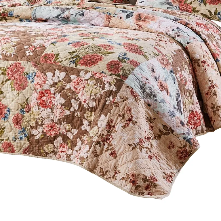 Rome 2 Piece Microfiber Reversible Floral Print Twin Quilt Set Photo 2