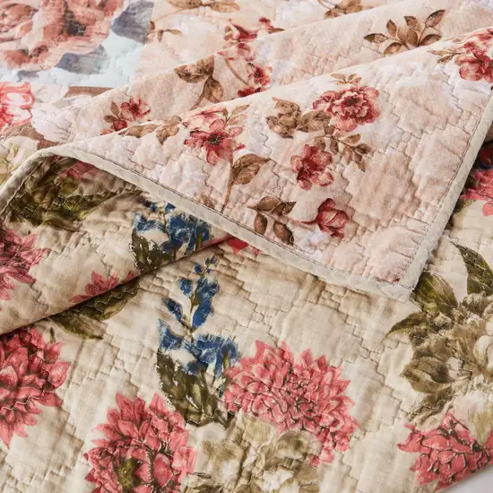Rome 2 Piece Microfiber Reversible Floral Print Twin Quilt Set Photo 3