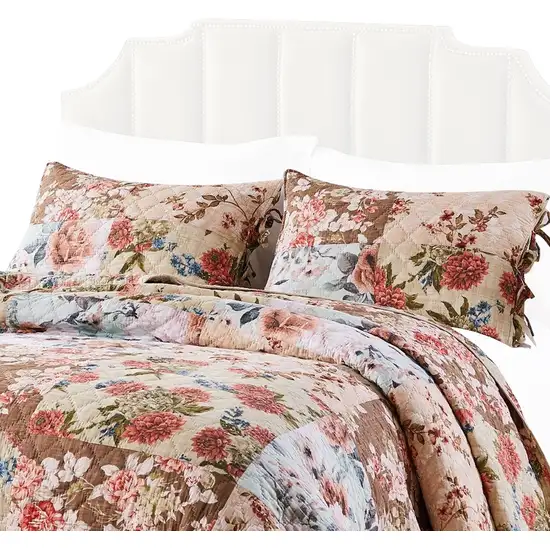 Rome 2 Piece Microfiber Reversible Floral Print Twin Quilt Set Photo 4