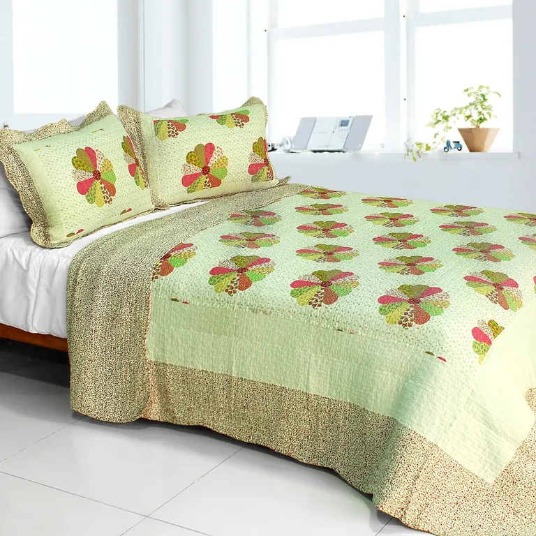 Round Midnight - Cotton 3PC Vermicelli-Quilted Patchwork Quilt Set (Full/Queen Size) Photo 1