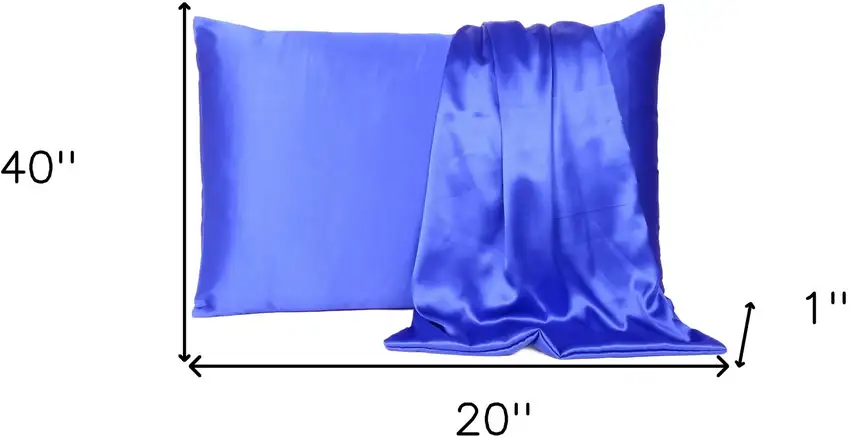 Royal Blue Dreamy Set Of 2 Silky Satin King Pillowcases Photo 8