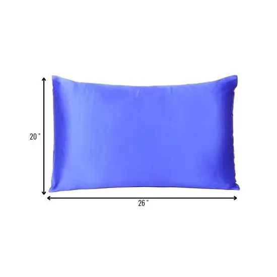Royal Blue Dreamy Set Of 2 Silky Satin Standard Pillowcases Photo 8
