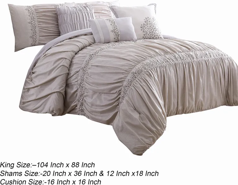 Rue 8 Piece King Size Comforter Set, Microfiber, Pleated Design Photo 5