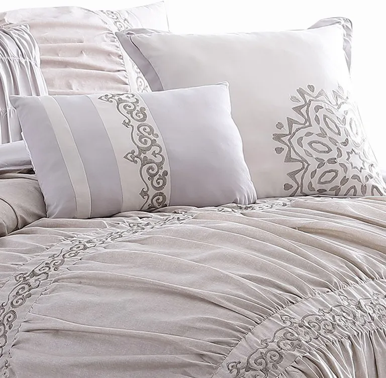 Rue 8 Piece King Size Comforter Set, Microfiber, Pleated Design Photo 2