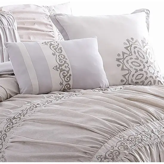 Rue 8 Piece King Size Comforter Set, Microfiber, Pleated Design Photo 2