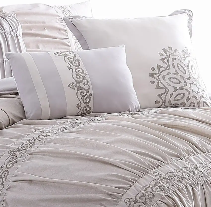 Rue 8 Piece King Size Comforter Set, Microfiber, Pleated Design Photo 2