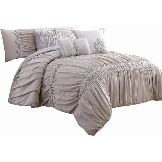 Rue 8 Piece King Size Comforter Set, Microfiber, Pleated Design Photo 1