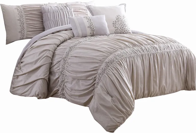 Rue 8 Piece Queen Size Comforter Set, Microfiber, Pleated Design Photo 1