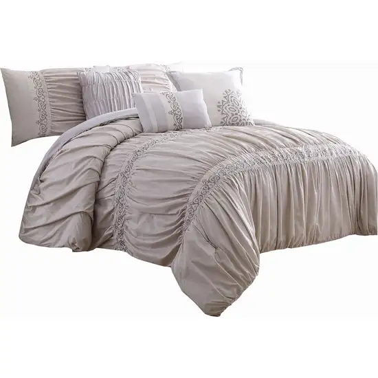 Rue 8 Piece Queen Size Comforter Set, Microfiber, Pleated Design Photo 1