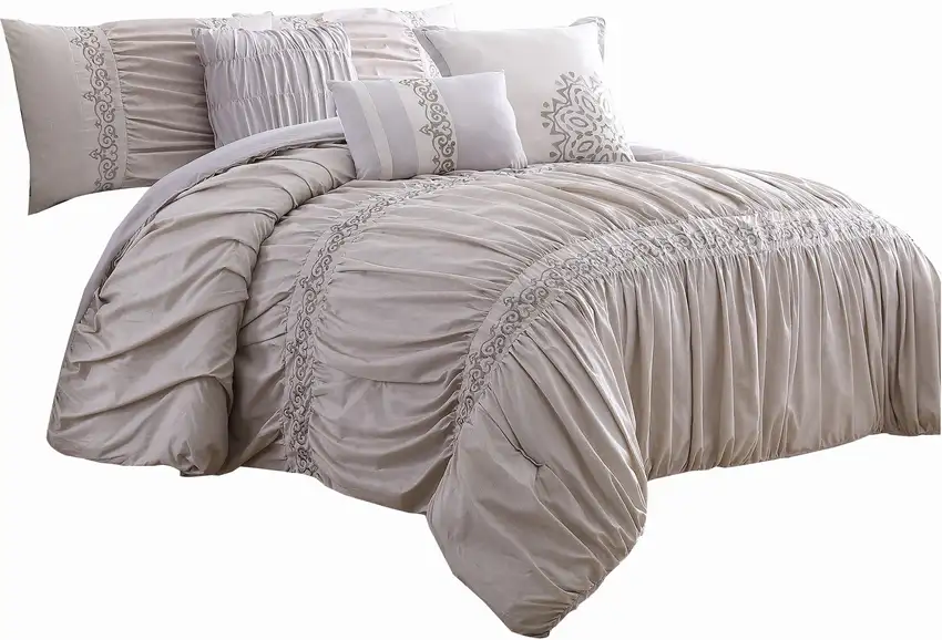 Rue 8 Piece Queen Size Comforter Set, Microfiber, Pleated Design Photo 1