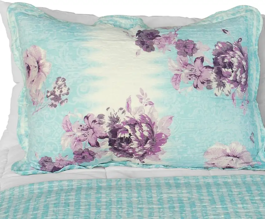 Rural Sky -  Cotton 3PC Vermicelli-Quilted Floral Patchwork Quilt Set (Full/Queen Size) Photo 3