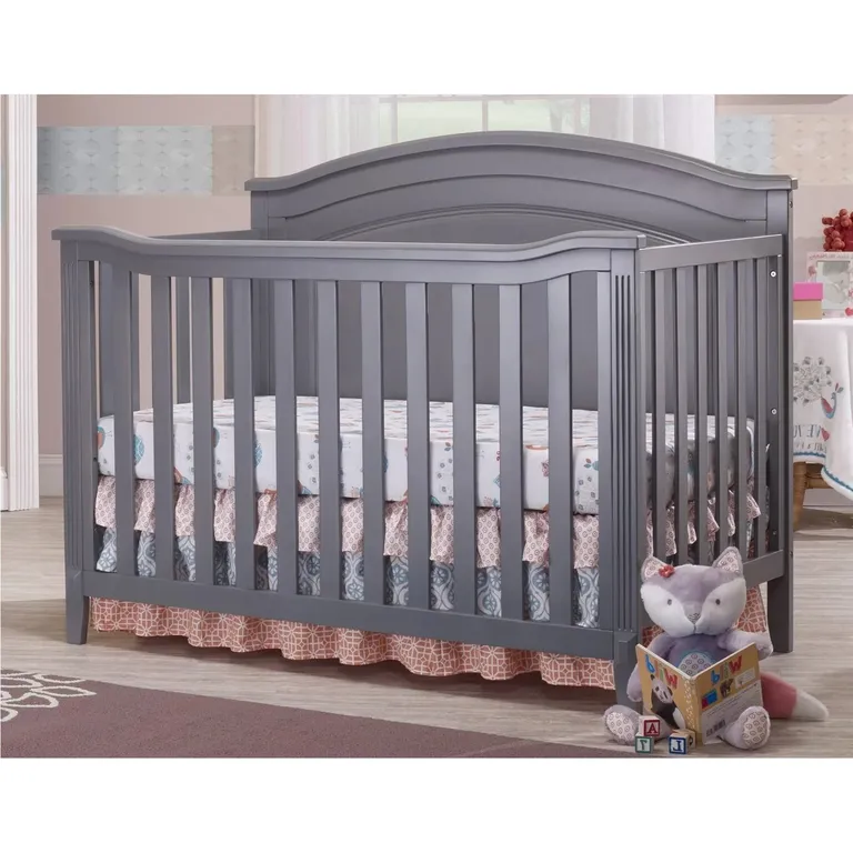 SF Home Solid Wood Convertible Crib in Grey - Toddler Bed Sold Separately Photo 3