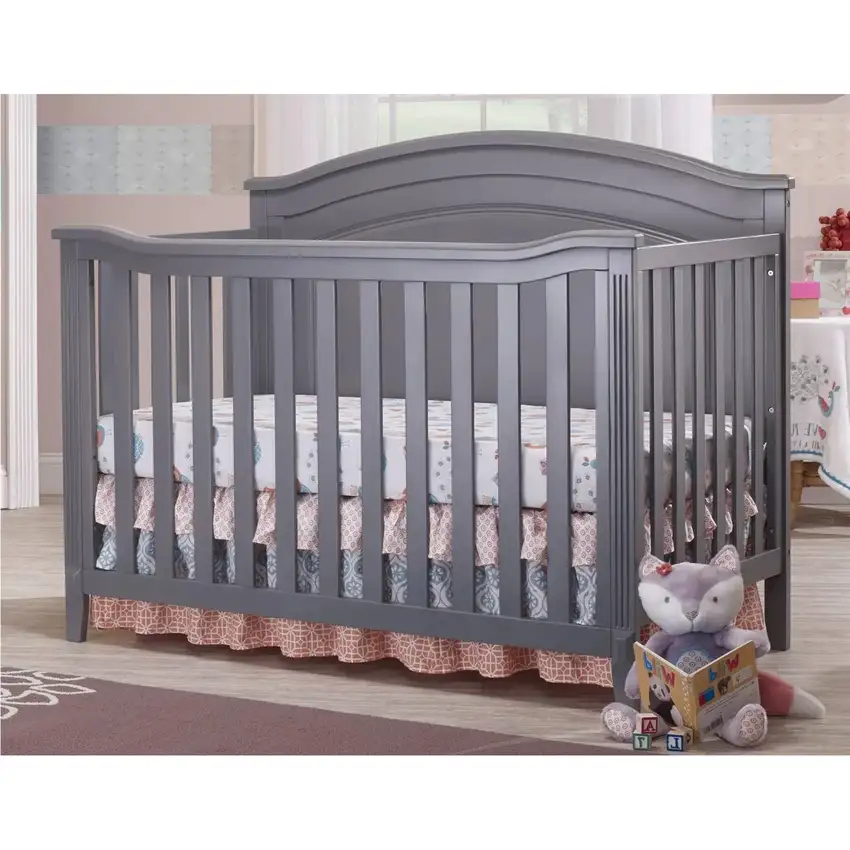 SF Home Solid Wood Convertible Crib in Grey - Toddler Bed Sold Separately Photo 3
