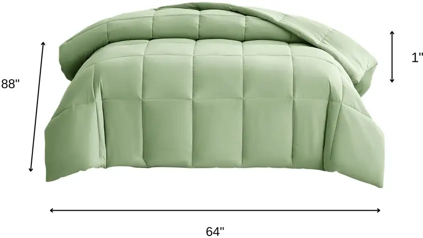Sage  Box Stitch Microfiber Down Alternative Comforter Photo 9