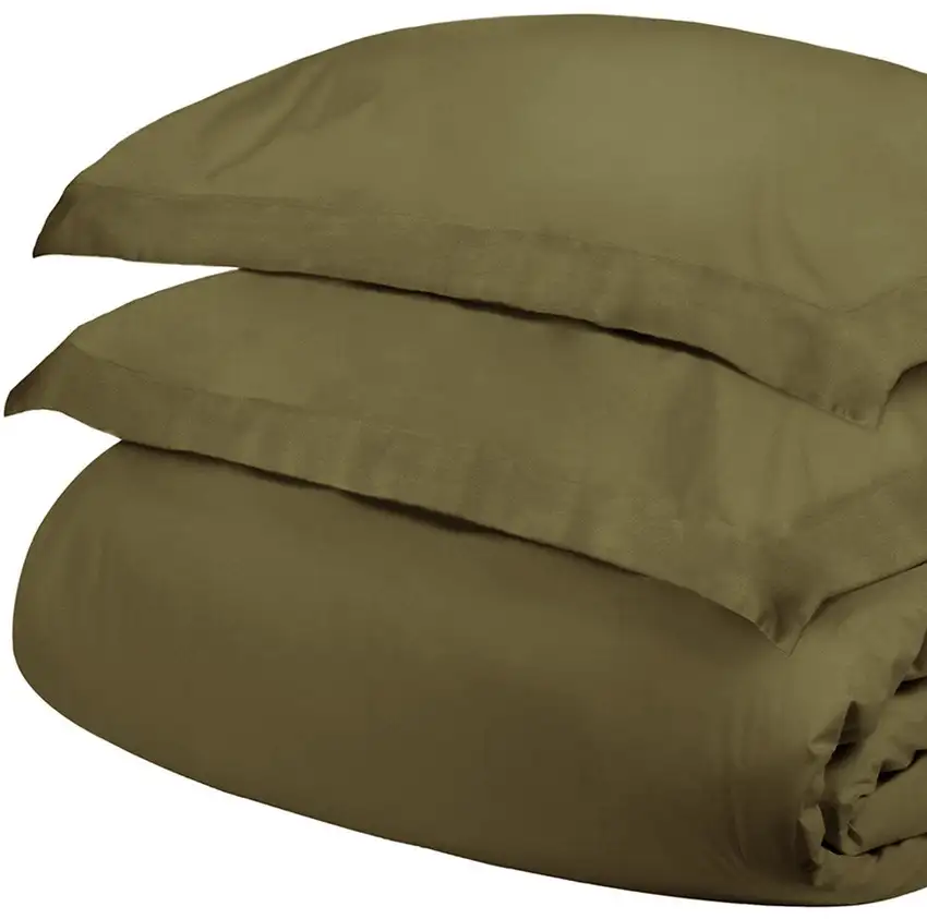 Sage  Cotton Blend 300 Thread Count Washable Duvet Cover Set Photo 4