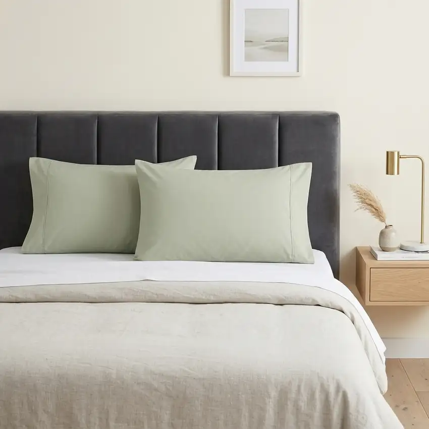 Sage Cotton King Pillowcases Photo 1
