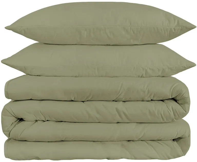 Sage King Cotton Blend Washable Duvet Cover Set Photo 1